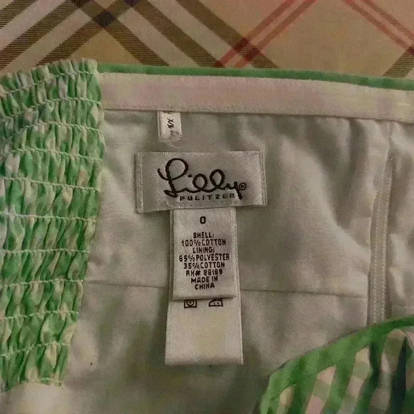 Lilly Pulitzer Halter Top Scalloped Gingham Strapless  Bodice Side Zipper Size 0 - Picture 6 of 6